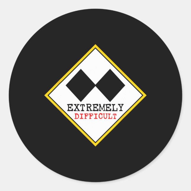 Funny Extremely Difficult Double Black Diamond Ski Classic Round Sticker (Front)