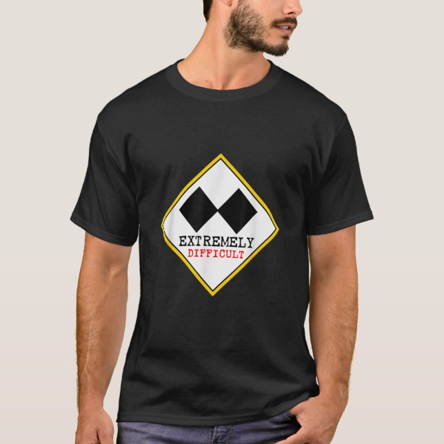 Funny Extremely Difficult Double Black Diamond Ski T-Shirt (Front)