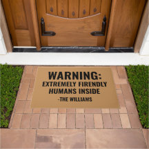 Funny 'Extremely Friendly Humans' Custom Doormat