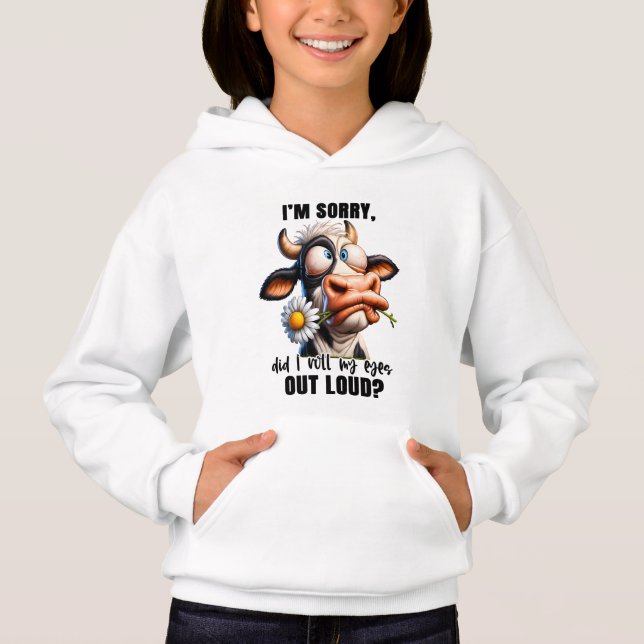 Funny eye rolling cow word art  (Front)