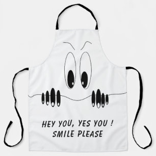 Funny Eyes Apron Smile - Custom Text and Colour