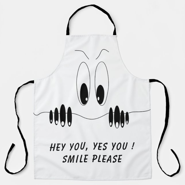Funny Eyes Apron Smile - Custom Text and Colour (Front)