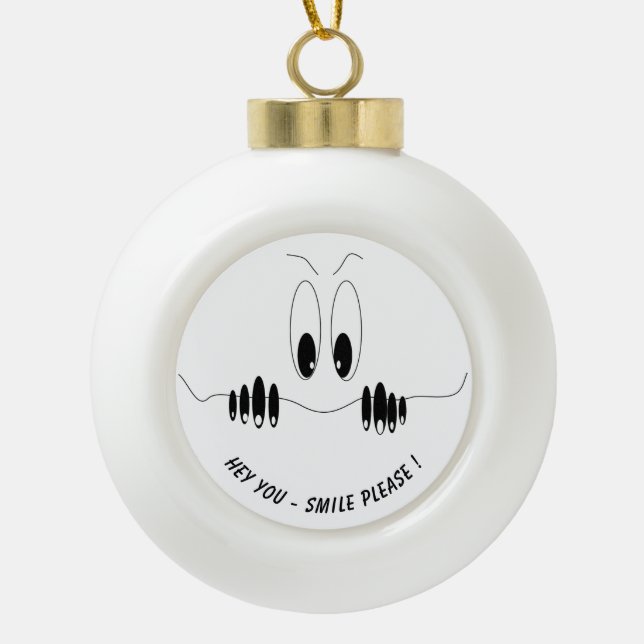 Funny Eyes Christmas Ornament Smile - Custom Text (Front)
