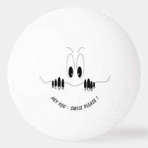 Funny Eyes Ping Pong Ball Smile - Custom Text