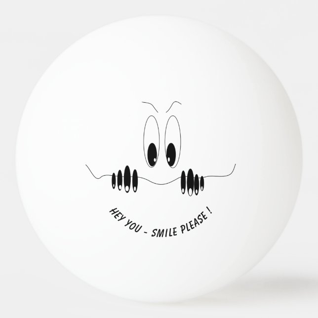 Funny Eyes Ping Pong Ball Smile - Custom Text (Front)