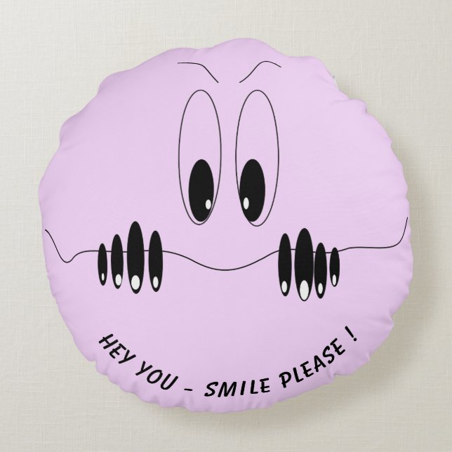 Funny Eyes Round Pillow with Custom Colour and Tex (Back)