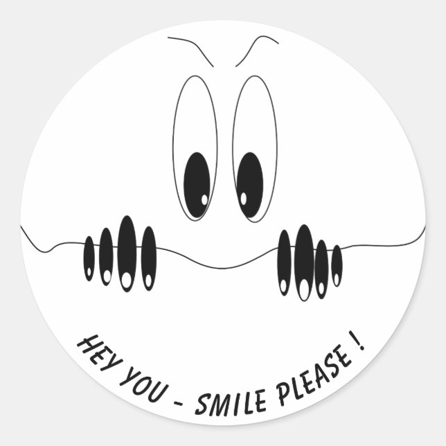 Funny Eyes Sticker Smile - Custom Text and Colour (Front)