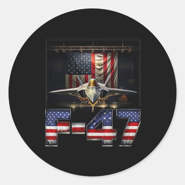 Funny F47 Fighter Jet Trump  Classic Round Sticker (Front)