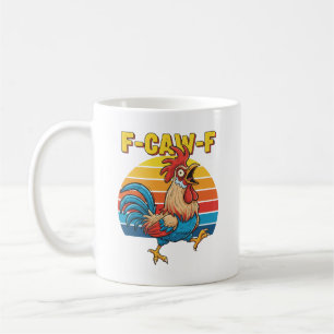 Funny F-Awk-F Chicken F-Caw-F Rooster Pun Retro cl Coffee Mug