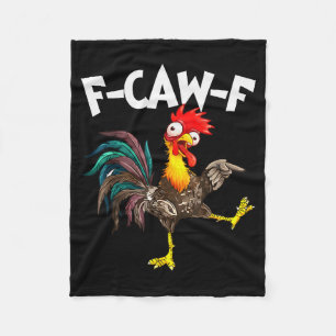 Funny F-awk-f Chicken F-caw-f Rooster Pun Retro  Fleece Blanket