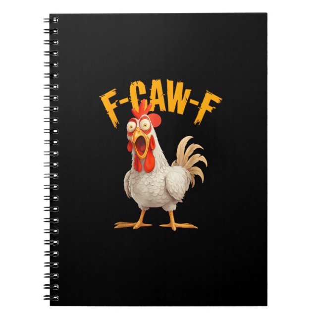 Funny F-Awk-F Chicken F-Caw-F Rooster Pun Retro Vi Notebook (Front)