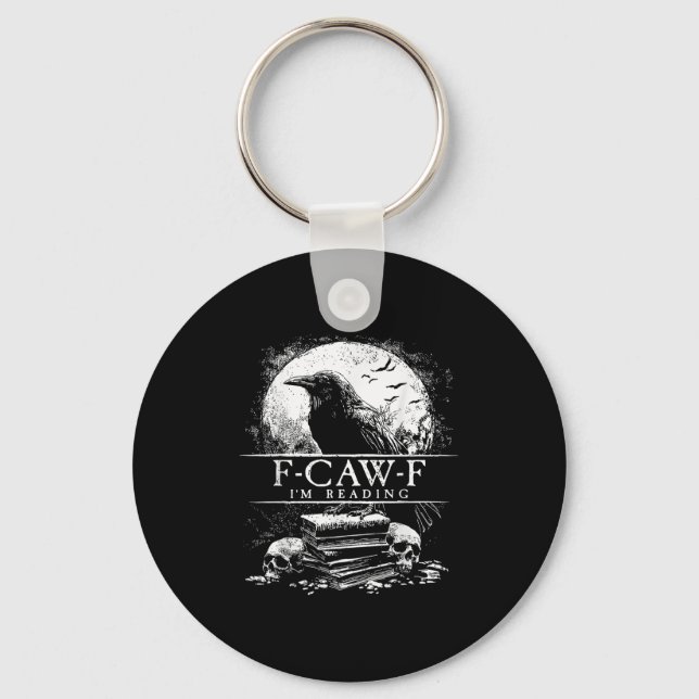 Funny F-caw-f Books Skulls Gothic  Key Ring (Front)