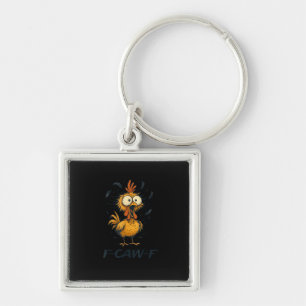 Funny F-Caw-F Chicken Bird F-Caw-F Graphic Minimal Key Ring