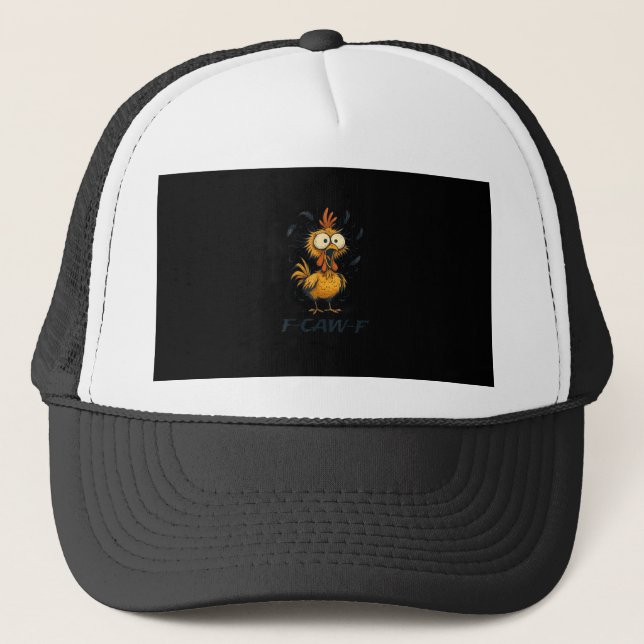 Funny F-Caw-F Chicken Bird F-Caw-F Graphic Minimal Trucker Hat (Front)