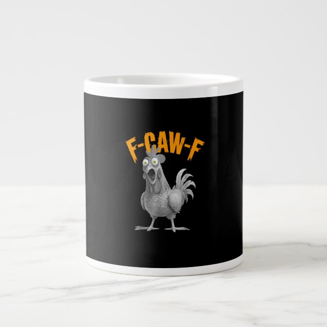 Funny F Caw F Chicken Classic Retro Style Large Coffee Mug (Front)