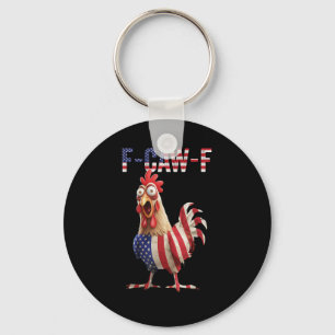 Funny F-Caw-F Chicken USA Flag F-Caw-F American Ch Key Ring