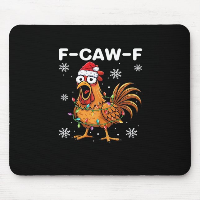 Funny F-Caw-F Christmas Chicken Classic Mouse Pad (Front)