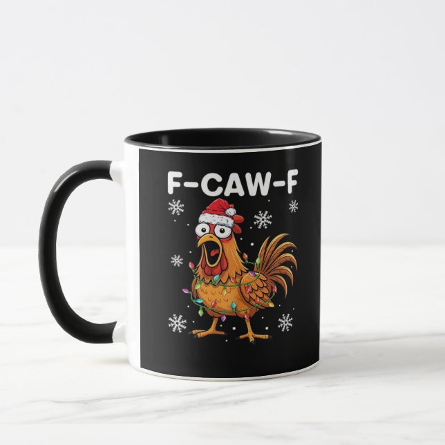 Funny F-Caw-F Christmas Chicken Classic Mug (Left)