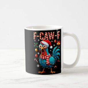 Funny F-caw-f Christmas Chicken Xmas Lights Santa  Coffee Mug
