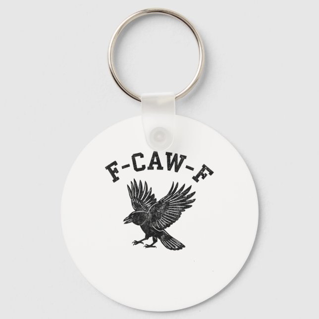 Funny F-Caw-F Crow Aesthetic Style Key Ring (Front)