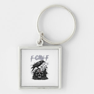 Funny F-Caw-F Crow Funny Halloween Retro Classic Key Ring