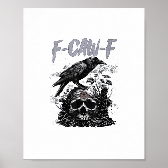 Funny F-Caw-F Crow Funny Halloween Retro Classic Poster (Front)
