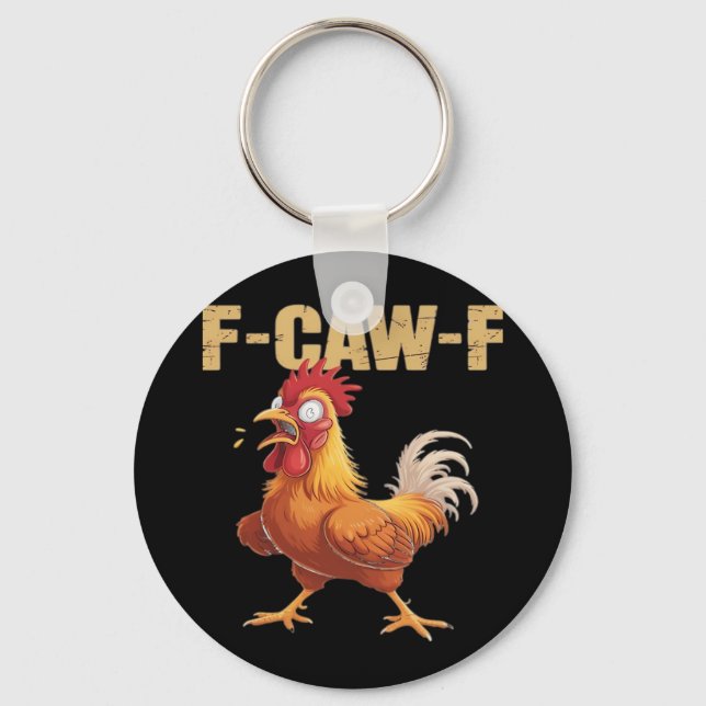 Funny F-Caw-F Crow Humor Gothic Key Ring (Front)