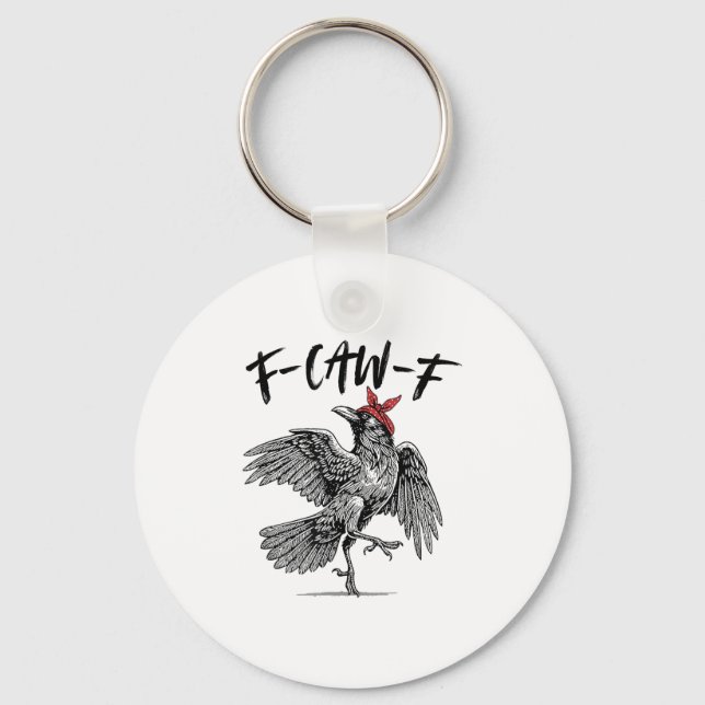Funny F-caw-f Crow Raven Women Bow Headband Hallow Key Ring (Front)