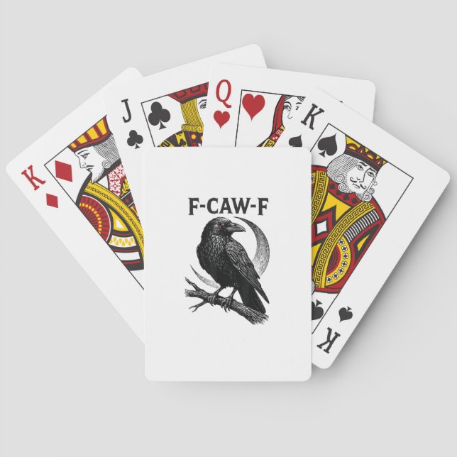Funny F-Caw-F Crow Retro Graphic Playing Cards (Back)