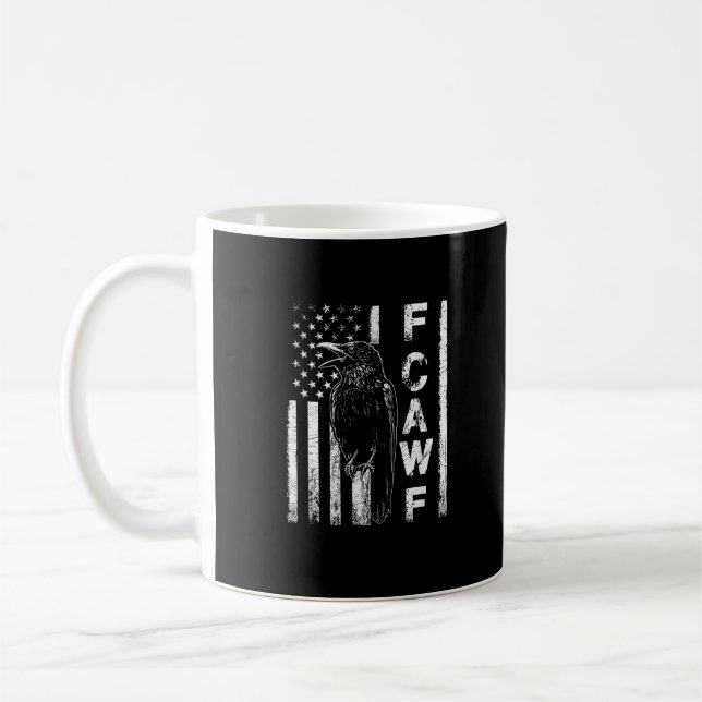 Funny F Caw F Crow With USA Flag Coffee Mug (Left)