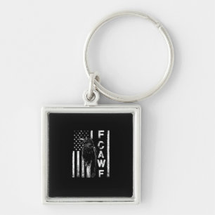 Funny F Caw F Crow With USA Flag Key Ring