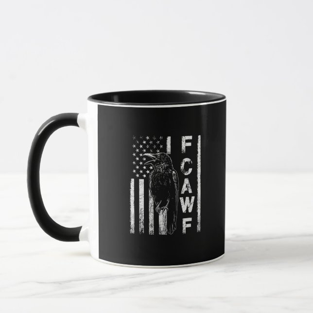 Funny F Caw F Crow With USA Flag Mug (Left)