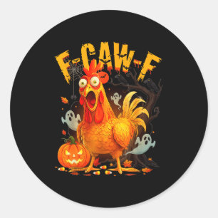 Funny F Caw F Ed Chicken Pumpkin Halloween Vintage Classic Round Sticker