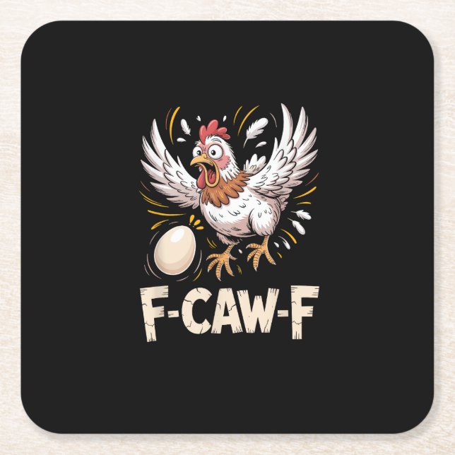 Funny F-Caw-F Hen Creative Casual Square Paper Coaster (Front)