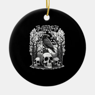 Funny F Caw F Raven Halloween Ceramic Ornament