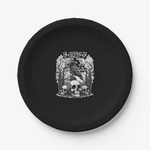 Funny F Caw F Raven Halloween Paper Plate