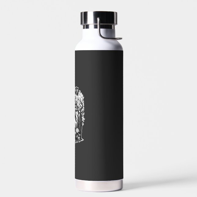 Funny F Caw F Raven Halloween Water Bottle (Left)