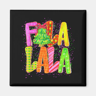Funny Fa La La Coquette Bow Chequered Christmas Tr Magnet