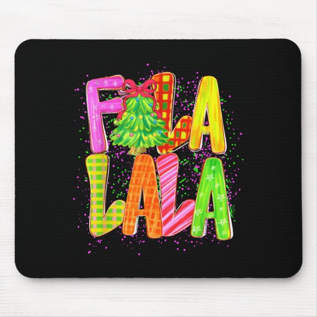 Funny Fa La La Coquette Bow Chequered Christmas Tr Mouse Pad (Front)