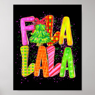 Funny Fa La La Coquette Bow Chequered Christmas Tr Poster