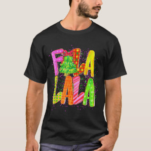Funny Fa La La Coquette Bow Chequered Christmas Tr T-Shirt