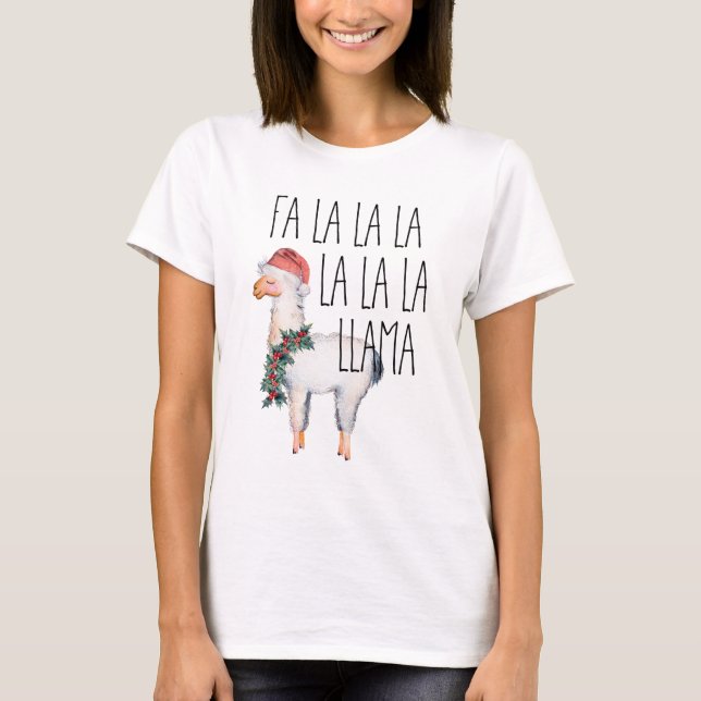 Funny Fa La La LLama Christmas  T-Shirt (Front)