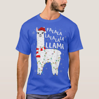Funny Fa La La Llama Xmas Lights Santa Hat Llama C T-Shirt