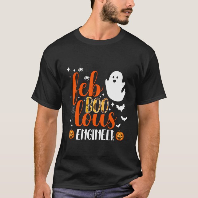 Funny Fabulous Engineer Cute Ghost Halloween Costu T-Shirt (Front)