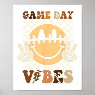 Funny Face American Football Game Day Vibes Sport  Poster