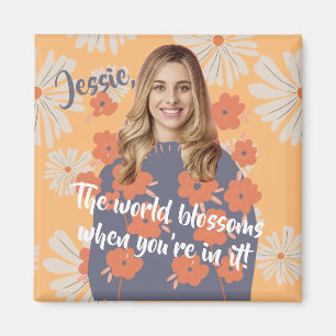 Funny Face   Beautiful Flower Girl Photo Name Magnet