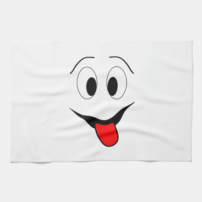 Funny face - black and red. tea towel (Horizontal)