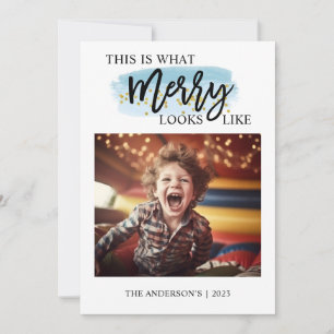 Funny Face Blue Watercolor  Holiday Card