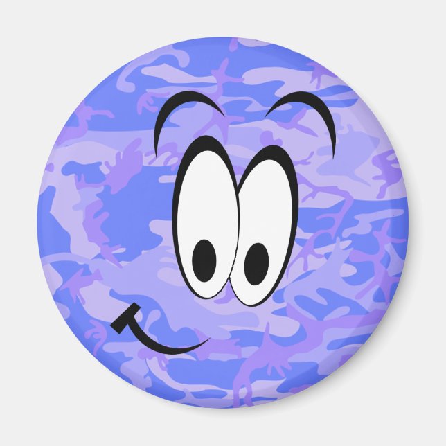 Funny Face Camouflage Pastel Blue Abstract Pattern Magnet (Front)