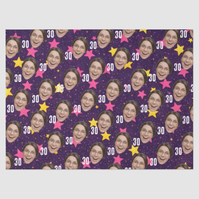 Funny Face Customiized Photo Pink Party Tissue Paper (Front)